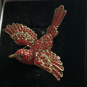 HEIDI DAUS Bird Pin"Sparkling Swallow" Siam Red